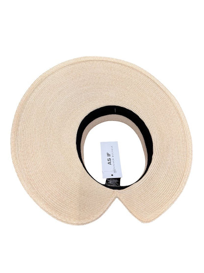 Chanel Cream Asymmetric Straw Visor W Cotton CC Band. Size: S