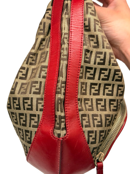 Fendi Brown/Red Zucca Hobo Chef Bag.