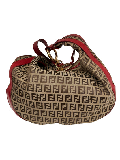 Fendi Brown/Red Zucca Hobo Chef Bag.