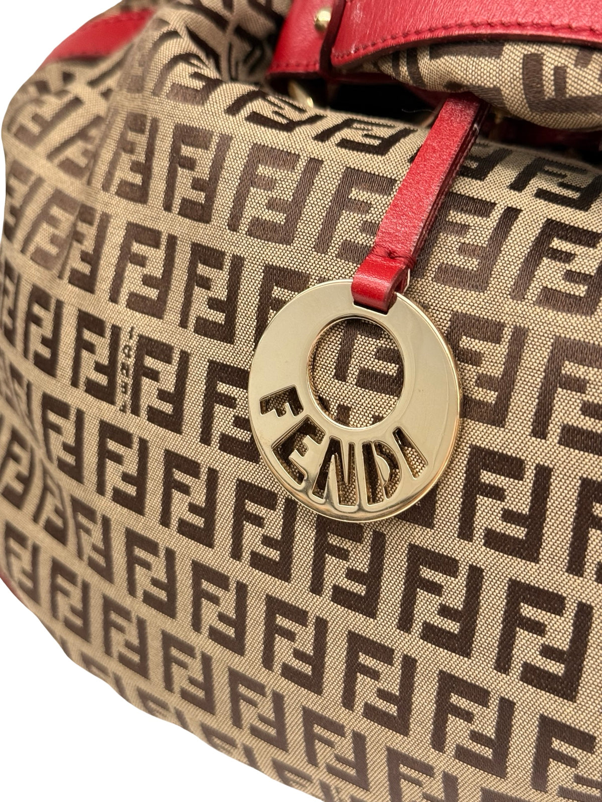 Fendi Brown/Red Zucca Hobo Chef Bag.