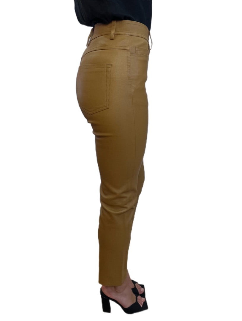Joseph Oak Brown Teddy Leather Stretch Pants. Size: 38