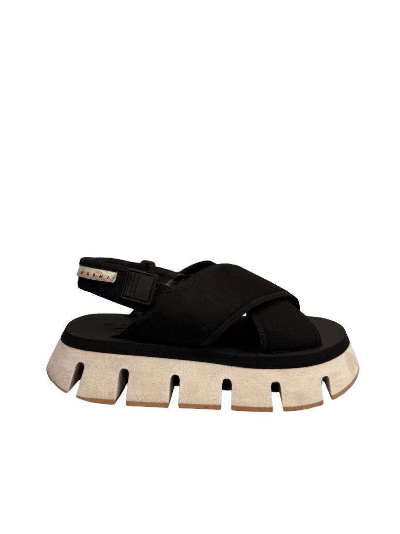 Marni Black Criss Cross Platform Sandals. Size: 38