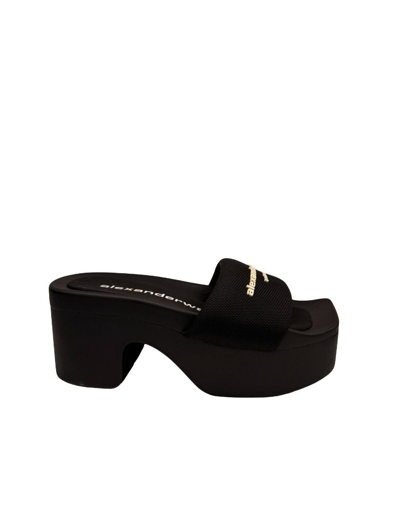 Alexander Wang Black Platform Rubber Pool Slides. Size: 37