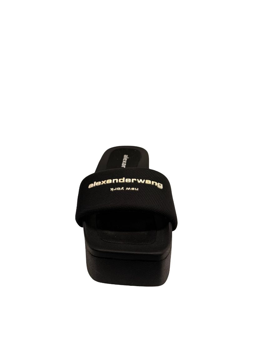 Alexander Wang Black Platform Rubber Pool Slides. Size: 37