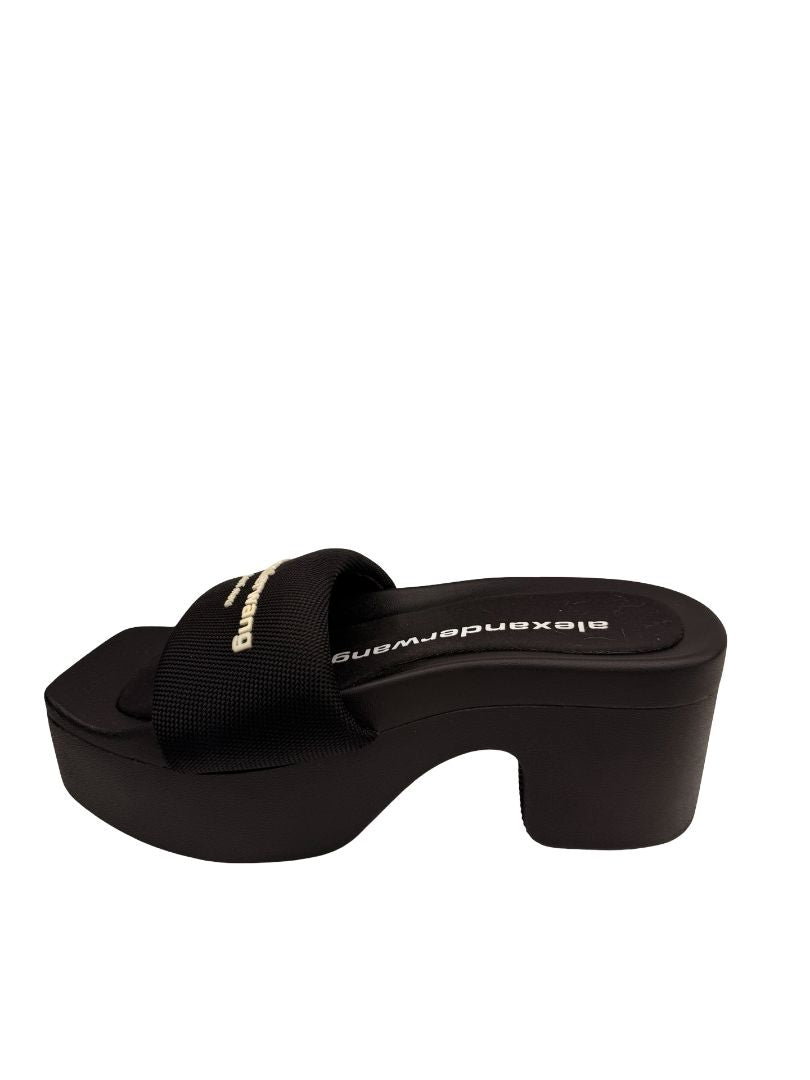 Alexander Wang Black Platform Rubber Pool Slides. Size: 37