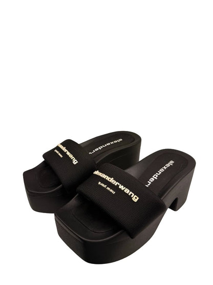 Alexander Wang Black Platform Rubber Pool Slides. Size: 37