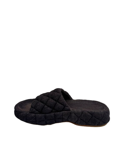 Bottega Veneta Navy Quilted Denim Slides. Size: 37