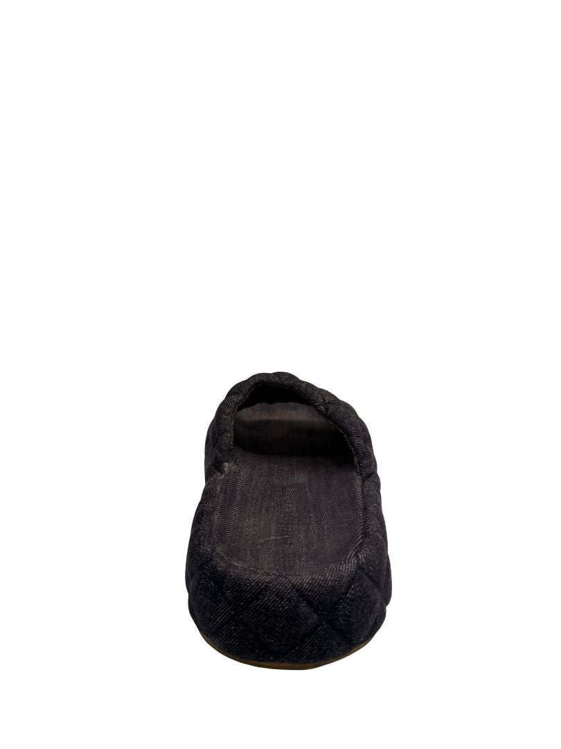 Bottega Veneta Navy Quilted Denim Slides. Size: 37