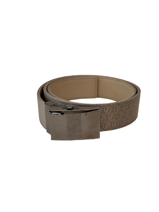 Giorgio Armani Grey Logo Embroidered Pattern Belt. Size: 42