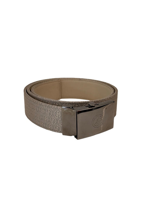 Giorgio Armani Grey Logo Embroidered Pattern Belt. Size: 42
