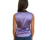 Scanlan Theodore Purple Silk V Neck Tank Top with Lace Detail. Size: 8
