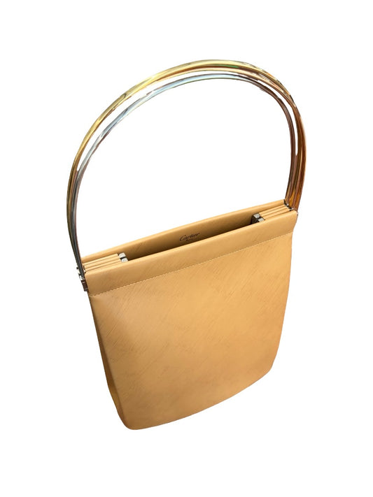 Cartier Camel Leather 'Trinity' Three Tone Handle Handbag.