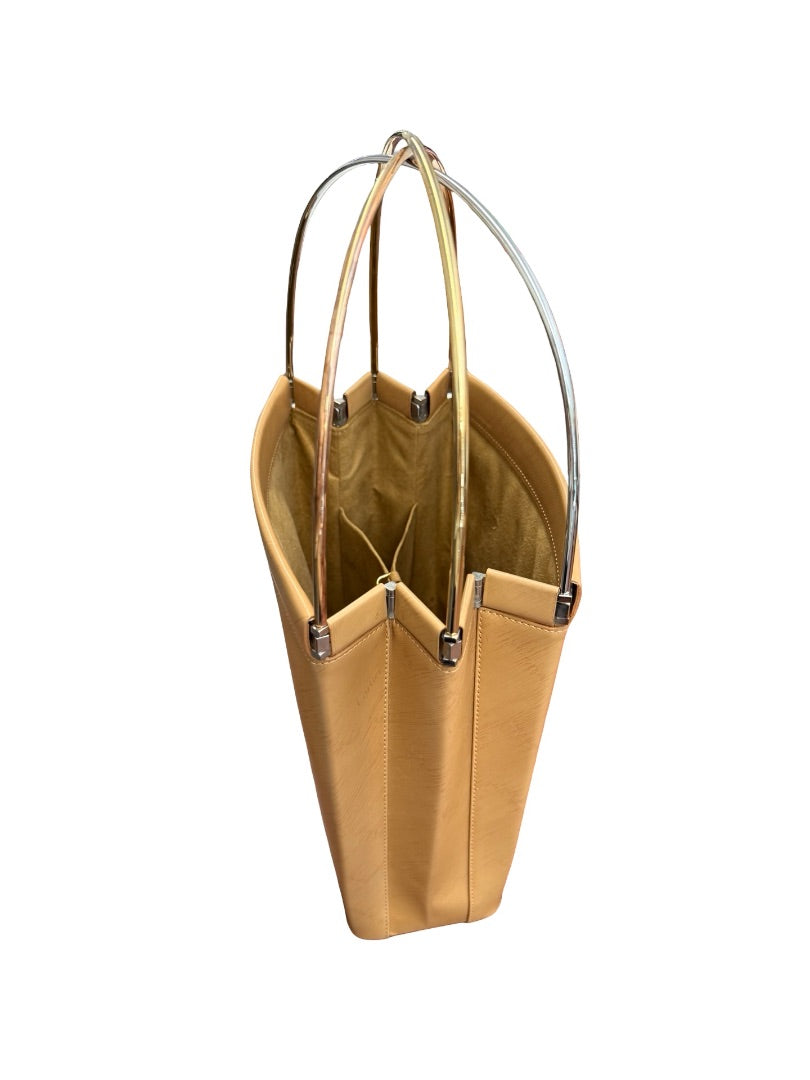 Cartier Camel Leather 'Trinity' Three Tone Handle Handbag.