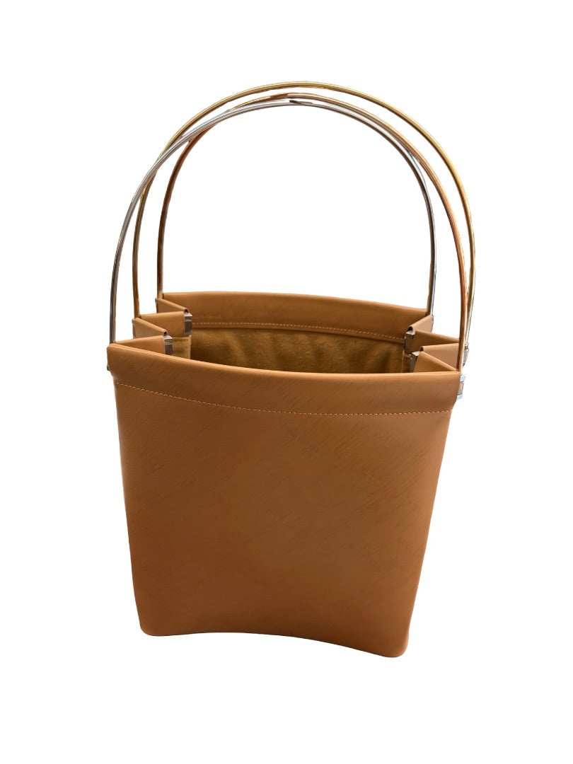 Cartier Camel Leather 'Trinity' Three Tone Handle Handbag.