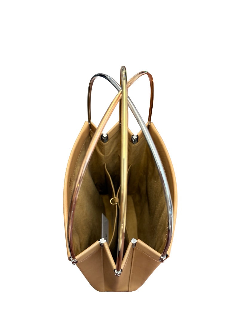 Cartier Camel Leather 'Trinity' Three Tone Handle Handbag.