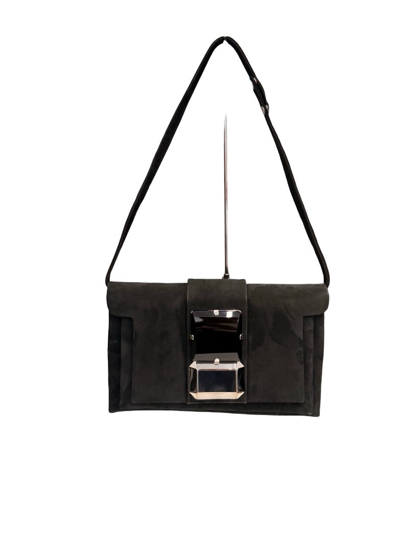 Giorgio Armani Black Suede Embellished Handbag.