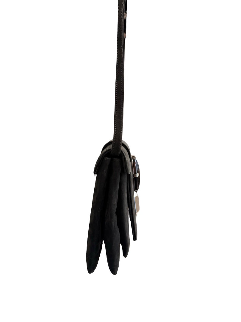Giorgio Armani Black Suede Embellished Handbag.