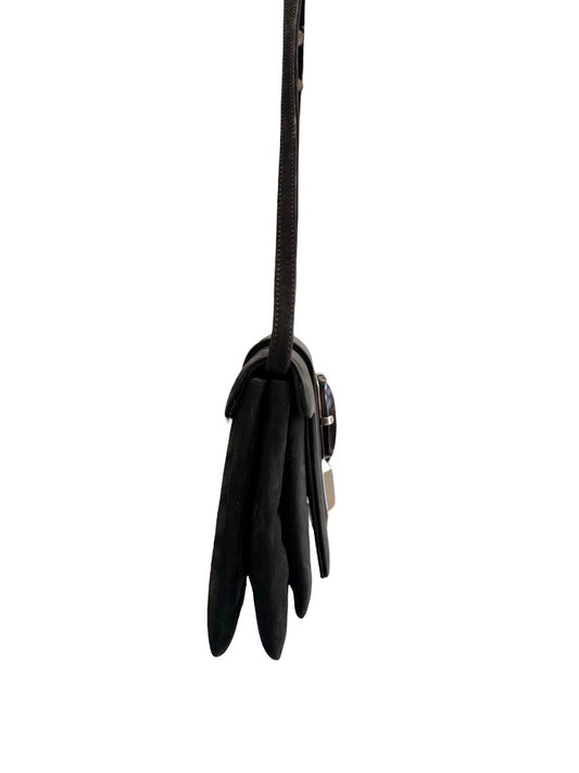 Giorgio Armani Black Suede Embellished Handbag.
