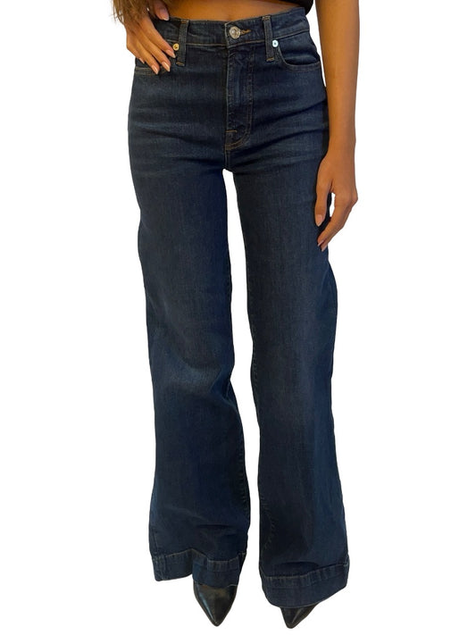 7 for All Mankind Dark Blue Denim Straight Leg Jeans. Size: 26