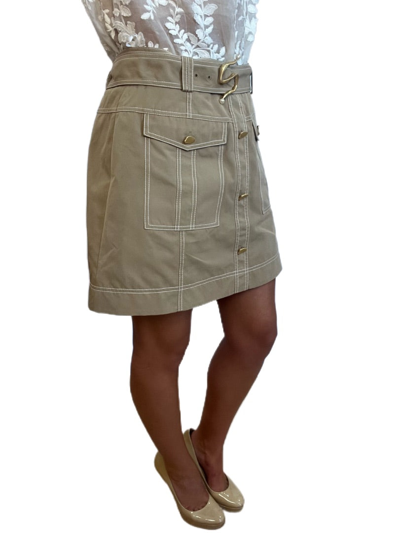 Aje Khaki Belted Cargo Skirt. Size: 14