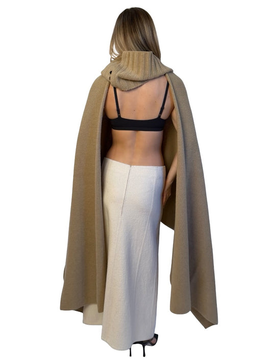 Joseph Brown Boiled Wool Snood Scarf. Size: O/S