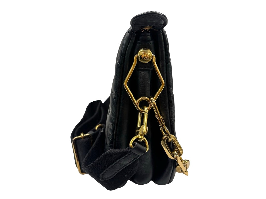 Louis Vuitton Black 'Coussin PM M21260' Crossbody Bag W Gold Shoulder Chain.