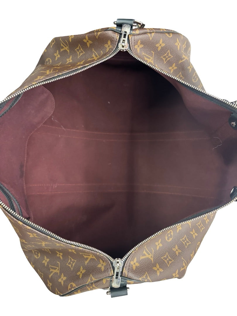 Louis Vuitton 'Monogram Macassar Keepall Bandoulière 55' Duffle Bag.