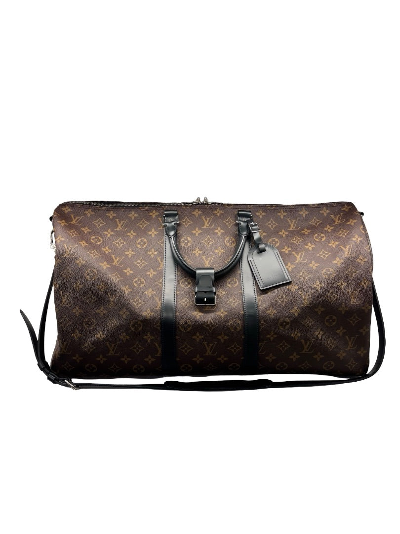 Louis Vuitton 'Monogram Macassar Keepall Bandoulière 55' Duffle Bag.