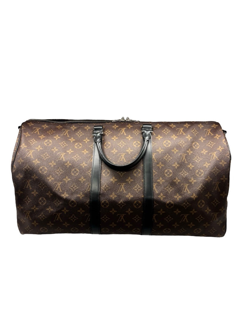 Louis Vuitton 'Monogram Macassar Keepall Bandoulière 55' Duffle Bag.