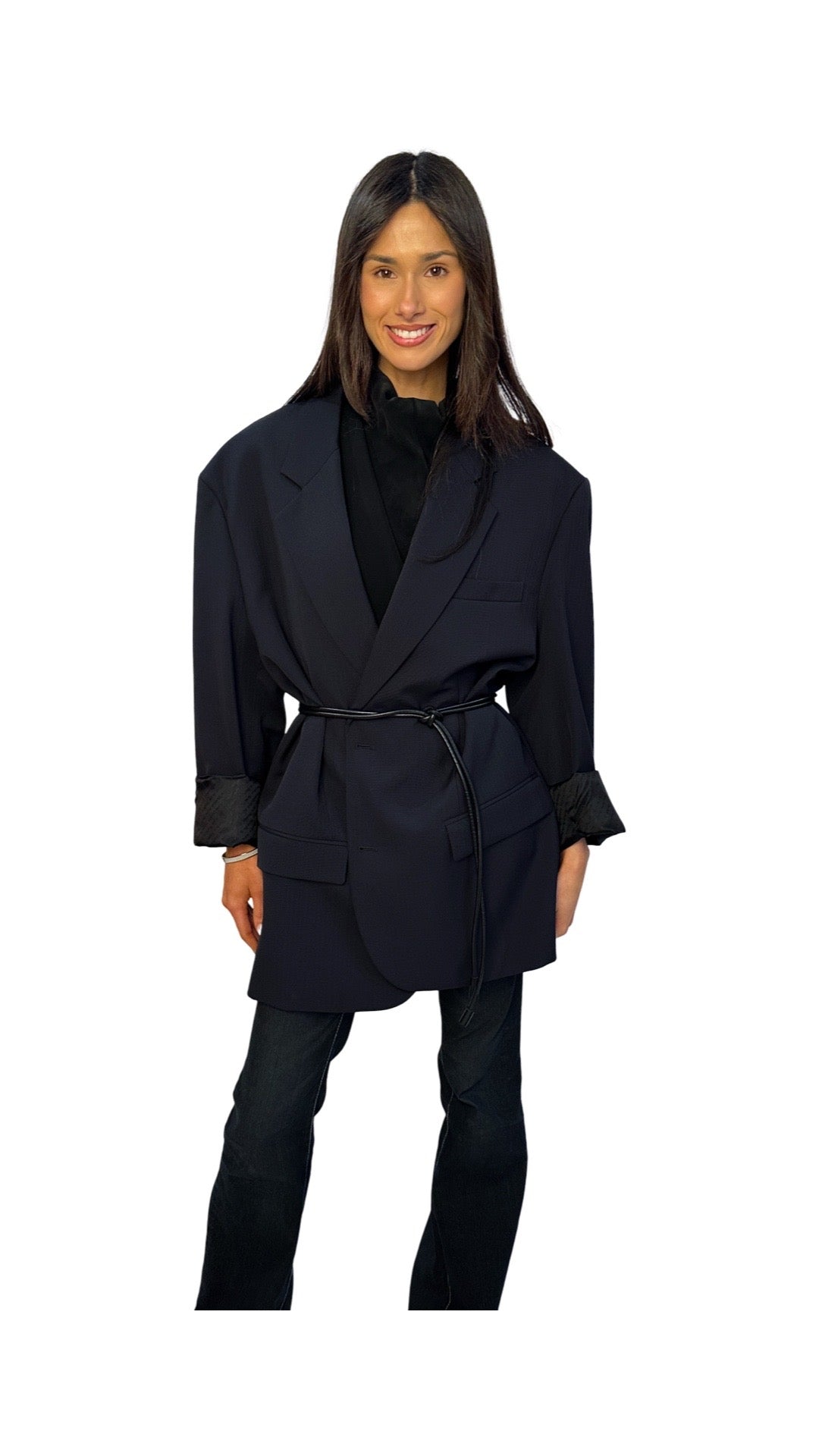 Acne Studios Navy Wool Blend Blazer. Size: 48