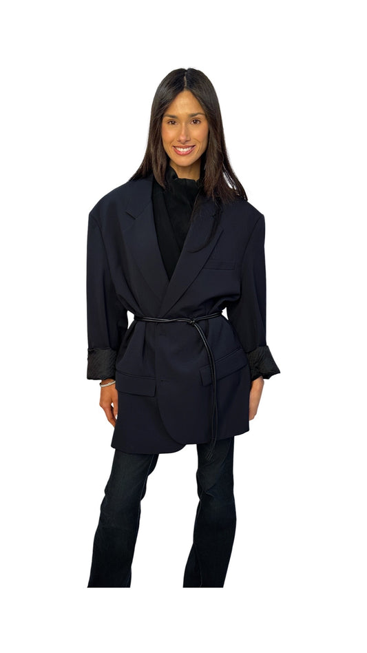 Acne Studios Navy Wool Blend Blazer. Size: 48