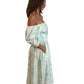 Scanlan Theodore Mint & White Maxi Leaf Print Dress w Matching Belt. Size: 8