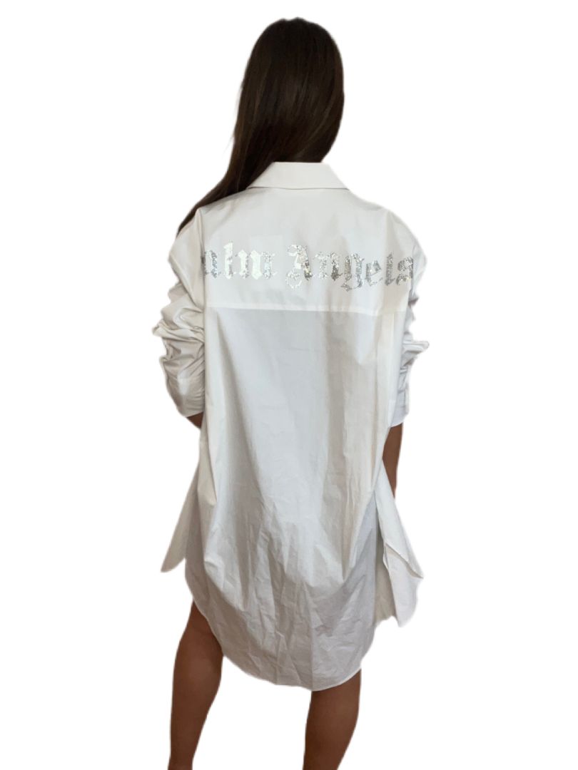 Palm Angels White Over Size Shirt One Pocket On front. Size: 40