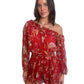 Zimmermann Red Long Sleeve Silk Floral Printed Mini Playsuit. Size: 1