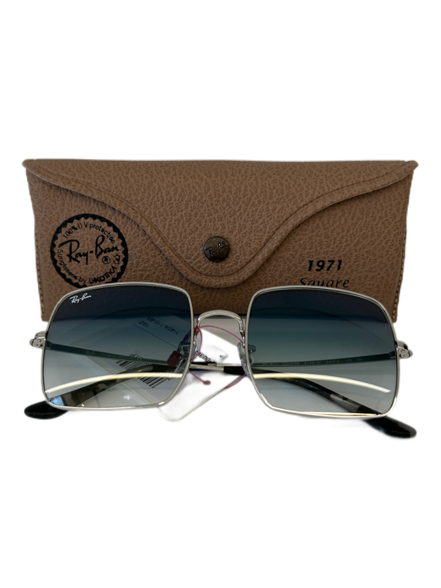Ray-Ban Square Silver-Framed Sunglasses with Blue-Gradient Lenses