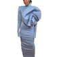 Mariam Seddiq Light Blue High Neck Backless Flower Dress. Size: 8