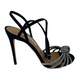 Aquazzura Black Heels with Ankle Strap & Silver Knotted Detail. Size: 37