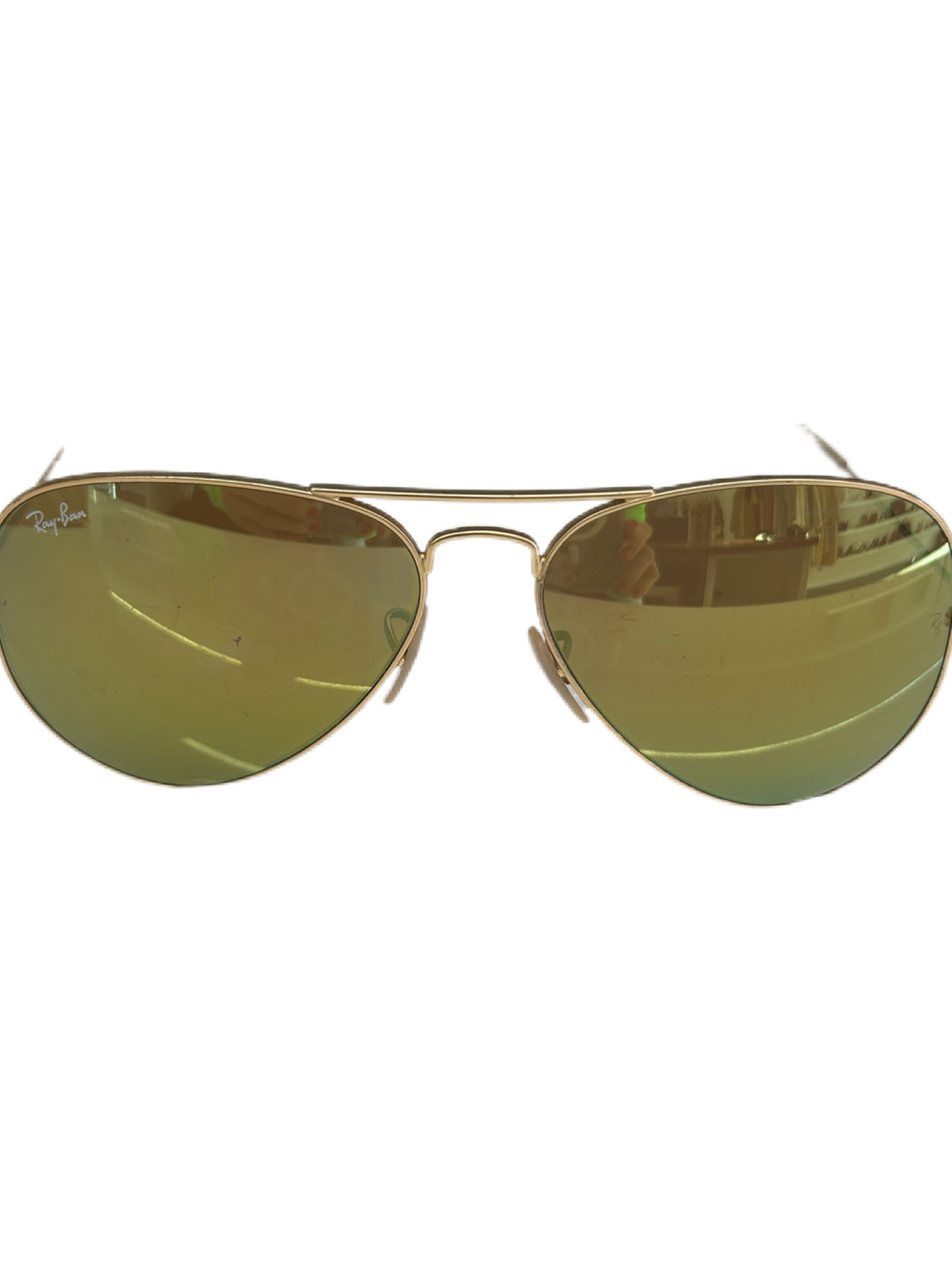 Ray-Ban Gold Sunglasses with Yellow-Gold Mirrored Lenses