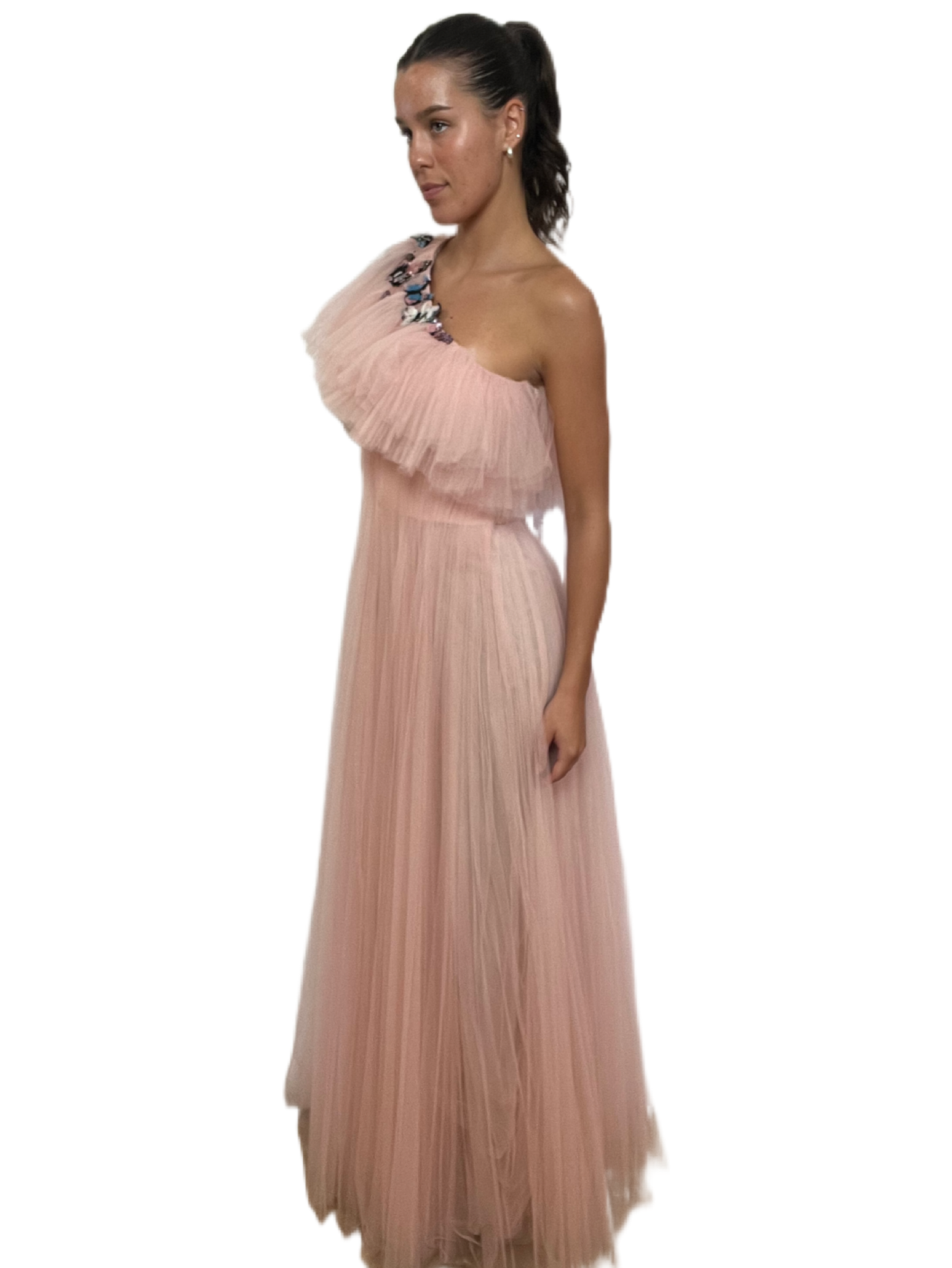 Valentino Light Pink Tulle Dress with Butterfly Details. Size: 40