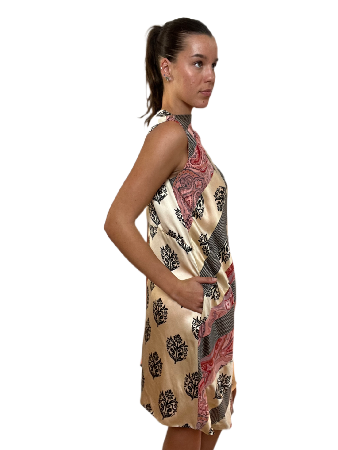 Celine Multicolour Silk Print Wrap Around Dress. With Tags. Size: 38