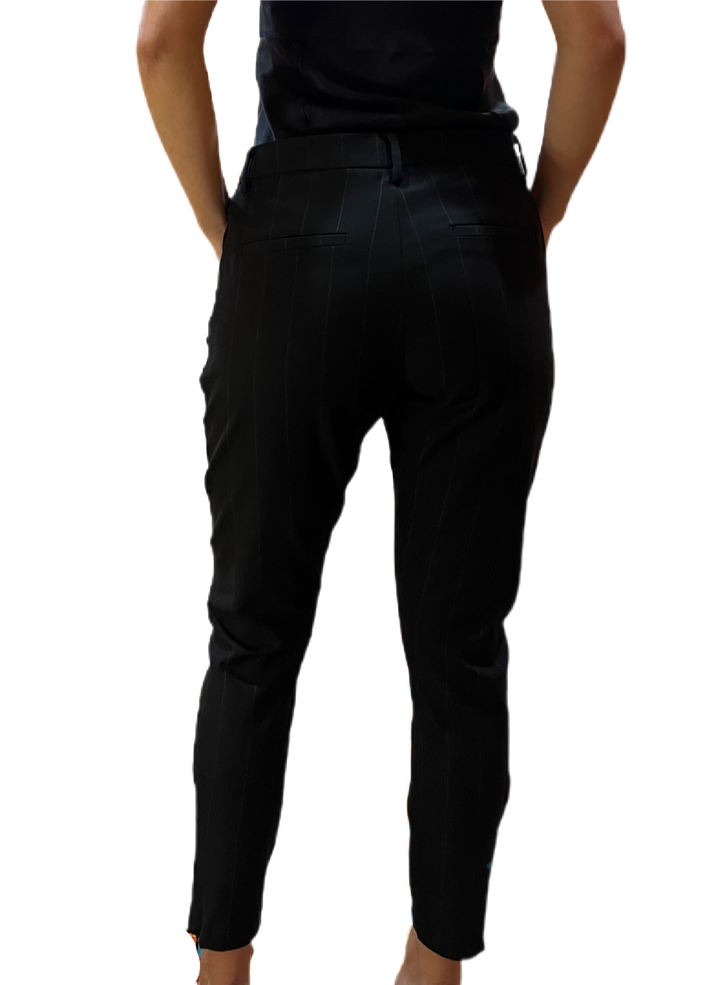 Five Units Black Pinstripe Pants. Size: 27