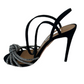 Aquazzura Black Heels with Ankle Strap & Silver Knotted Detail. Size: 37