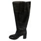 Husk Knee-High Boots in Black Leather. Size: 38