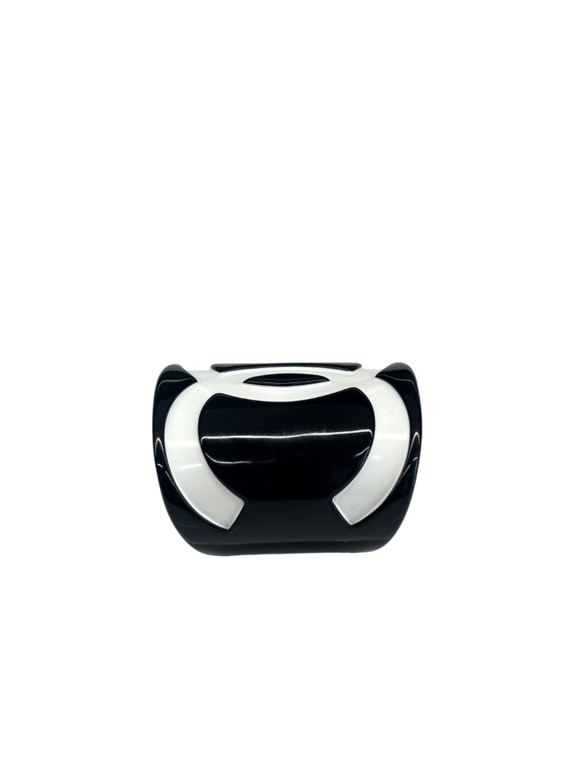 Chanel Black W White CC Solid Cuff Wide Cuff Bracelet Resin. Size: Small