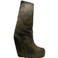 Rick Owens Grey Pull on slit boots. Size: 36