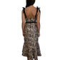 Johanne Ortiz Animal Print Lace Up Straps Long Dress. Size: 2