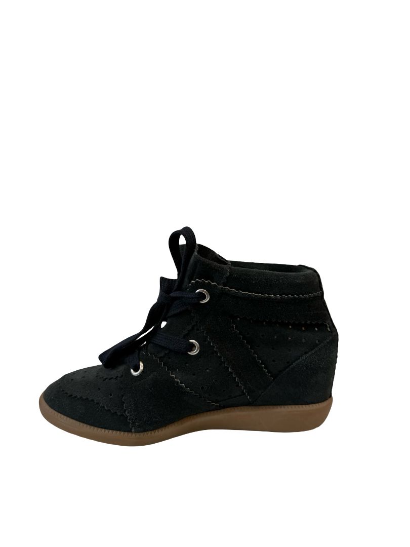 Isabel Marant Black Suede Bobby Wedge Sneakers. Size: 39
