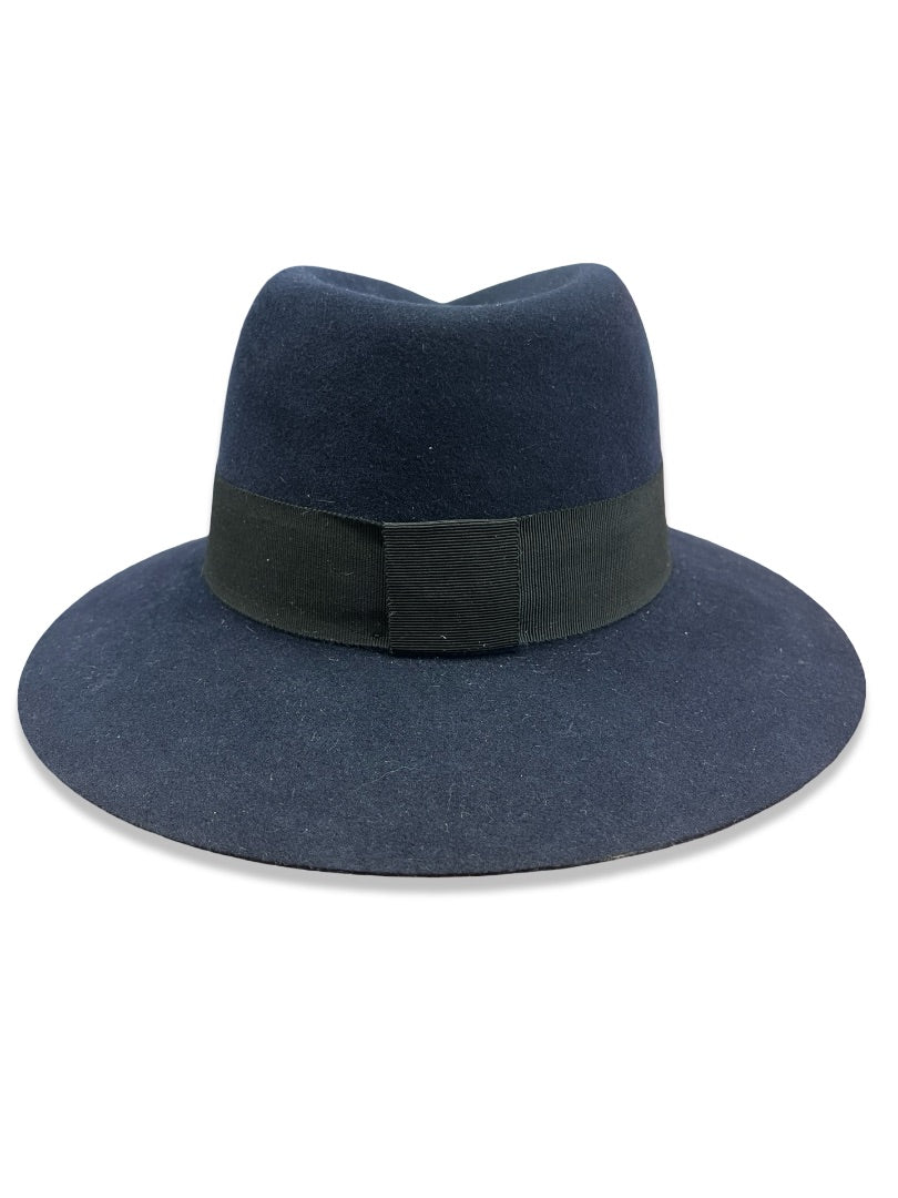 Maison Michel Navy Wool Fedora. Size: M