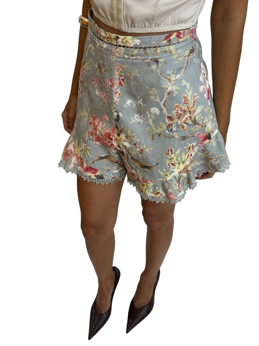 Zimmermann Grey Floral Pattern Shorts. Size: 0