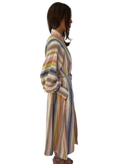 Alemais Multicolour Striped 'Josephine' Cotton Shirtdress W Belt. Size: 12
